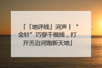 「地评线」河声丨“金针”巧穿千根线，打开善治河南新天地
