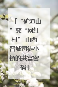 “矿渣山”变“网红村” 山西晋城司徒小镇的共富密码