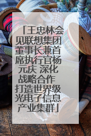 王忠林会见联想集团董事长兼首席执行官杨元庆 深化战略合作 打造世界级光电子信息产业集群