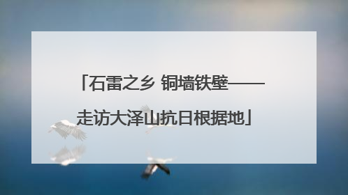 石雷之乡 铜墙铁壁——走访大泽山抗日根据地
