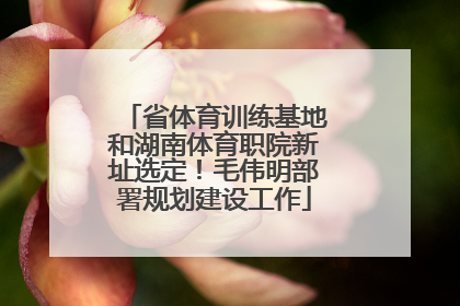 省体育训练基地和湖南体育职院新址选定！毛伟明部署规划建设工作