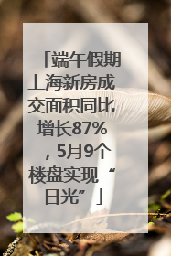 端午假期上海新房成交面积同比增长87%，5月9个楼盘实现“日光”