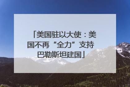 美国驻以大使：美国不再“全力”支持巴勒斯坦建国