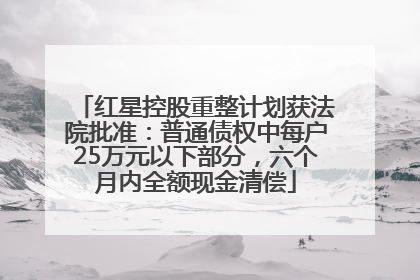 红星控股重整计划获法院批准：普通债权中每户25万元以下部分，六个月内全额现金清偿