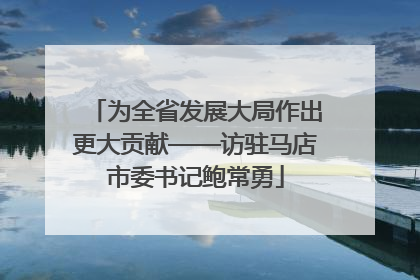 为全省发展大局作出更大贡献——访驻马店市委书记鲍常勇