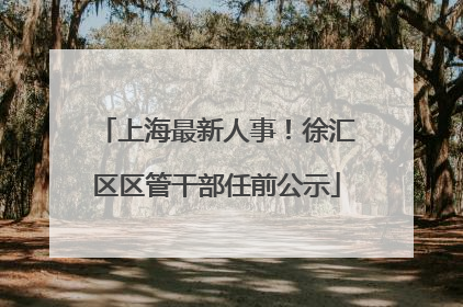 上海最新人事！徐汇区区管干部任前公示