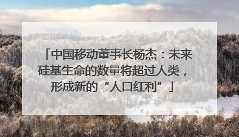 中国移动董事长杨杰：未来硅基生命的数量将超过人类，形成新的“人口红利”