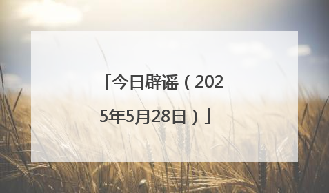 今日辟谣（2025年5月28日）