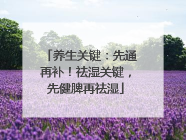 养生关键：先通再补！祛湿关键，先健脾再祛湿