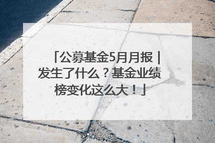 公募基金5月月报｜发生了什么？基金业绩榜变化这么大！