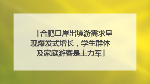 合肥口岸出境游需求呈现爆发式增长，学生群体及家庭游客是主力军