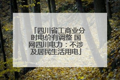 四川省工商业分时电价有调整 国网四川电力：不涉及居民生活用电