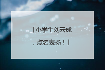 小学生刘云成，点名表扬！