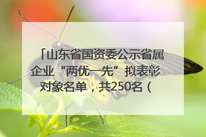 山东省国资委公示省属企业“两优一先”拟表彰对象名单，共250名（个）党员和党组织