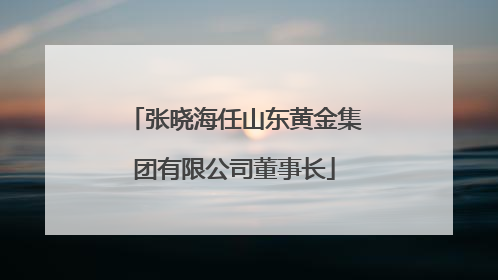 张晓海任山东黄金集团有限公司董事长