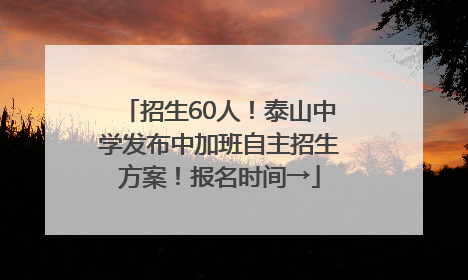 招生60人！泰山中学发布中加班自主招生方案！报名时间→