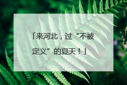 来河北，过“不被定义”的夏天！