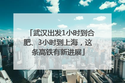 武汉出发1小时到合肥、3小时到上海，这条高铁有新进展