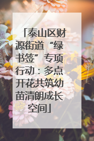 泰山区财源街道“绿书签”专项行动：多点开花共筑幼苗清朗成长空间