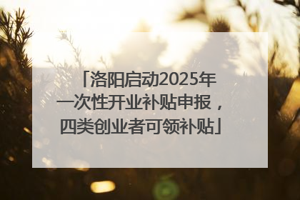 洛阳启动2025年一次性开业补贴申报，四类创业者可领补贴