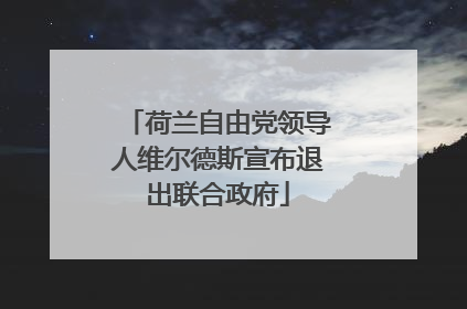 荷兰自由党领导人维尔德斯宣布退出联合政府