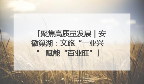 聚焦高质量发展｜安徽巢湖：文旅“一业兴” 赋能“百业旺”