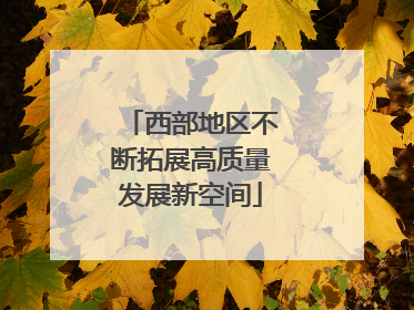 西部地区不断拓展高质量发展新空间
