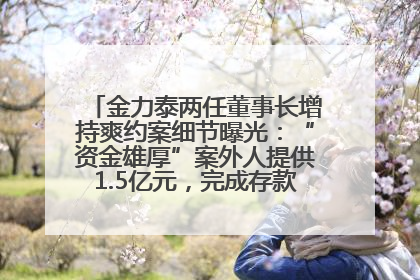 金力泰两任董事长增持爽约案细节曝光：“资金雄厚”案外人提供1.5亿元，完成存款证明后当日转回
