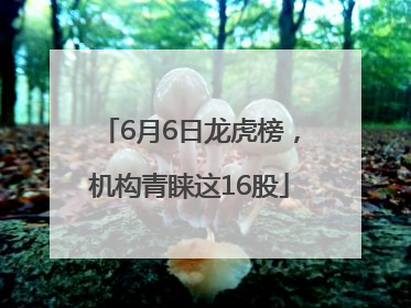 6月6日龙虎榜，机构青睐这16股